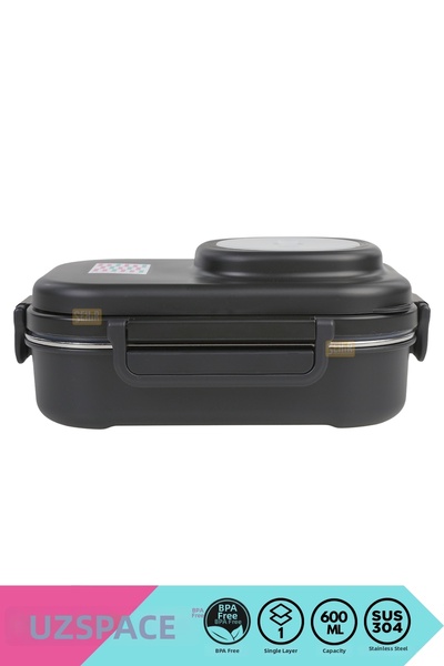 Uzspace Bento 600ml Lunchbox New Collection Single Layer 3 Compartment Steel ...
