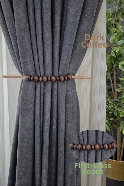 Armashine Ornament pentru suport pentru perdea în stil boem din lemn lustruit...