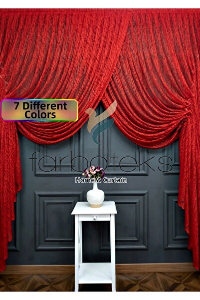 farbateks Κόκκινο μοντέλο κουρτίνας διπλό πέτο Yanki Tulle Μοντέλο κουρτίνας ...