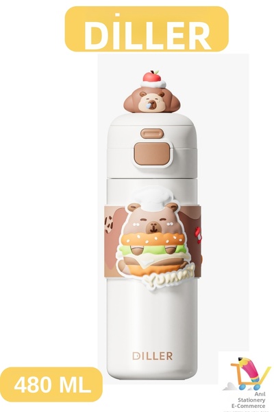 Vagonlife ترموس ديلر سعة 480 مل بغطاء واحد للاستخدام المزدوج مع شفاطة وحزام م...