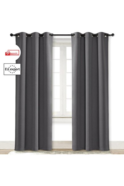 Pyramid Home Anthracite Gray Color Rustic Eyelet Blackout Rustic Blackout Sun...