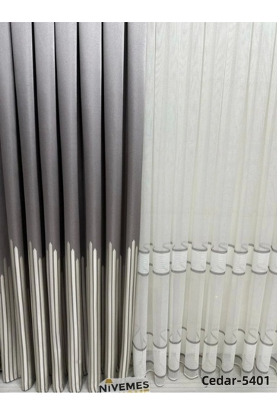 NİVEMESHOME Nivemeshome Çınar Silver 5401 1/3 Κοντά πλισέ κουρτίνα φόντου Apm