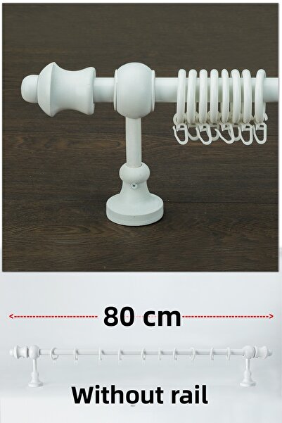 wenthi Suport pentru perdea rustic din lemn alb Venti 80 Cm