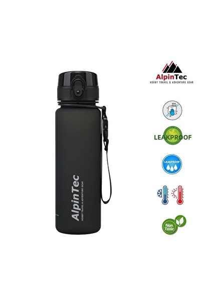 AlpinTec زجاجة مياه تريتان سوداء 500 مل - 23 سم