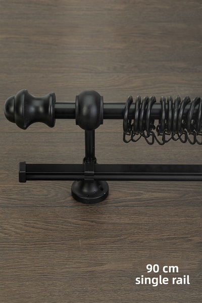 wenthi Suport pentru perdea din lemn negru rustic cu o singură șină Venti 90 Cm