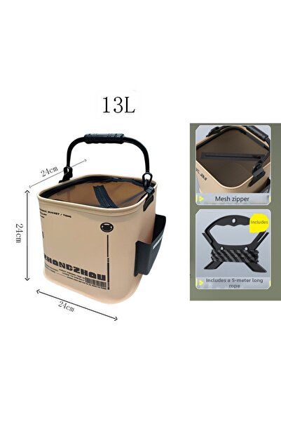 Choice 13L Outdoor Fishing Bucket Foldable and Portable Net Live Fish Bucket ...