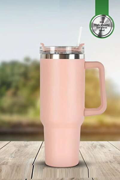 Marsilyan كوب ترمس فولاذي مع ماصة 1.2 لتر - يناسب حامل الأكواب في السيارة - 8...