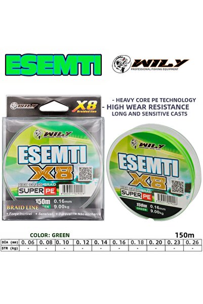 Wily Esenti 8 fire fir de pescuit 150 m verde 0,06