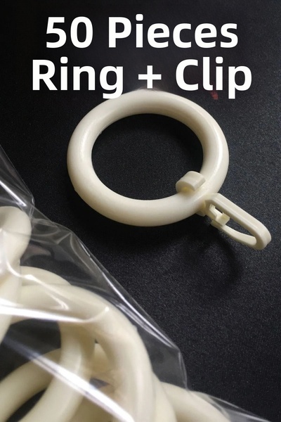 perhal perde ve halı 50 броя бели екрю рустикални халки и щипки за пердета - ...