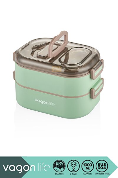 Vagonlife Bento 1000ml Lunchbox New Collection Double Decker 3 Compartment St...