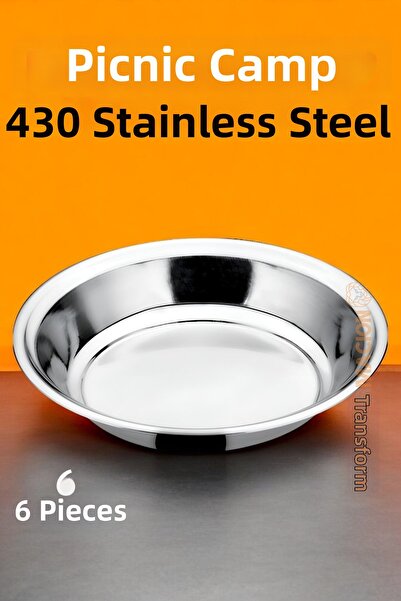 Transformacion Stainless Steel Plate Set - 6 Pcs Camping Picnic Plate 721502