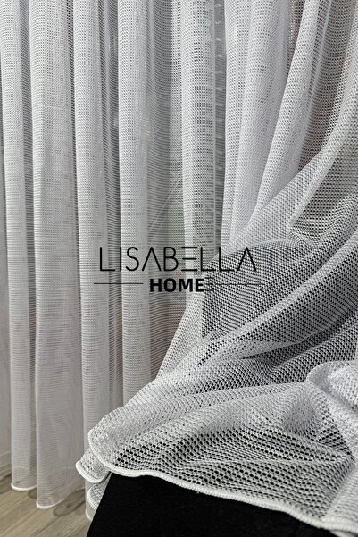 LisabellaHome Cortina din tul alb cu fundal tip fagure de albine Zerafet Işıl...