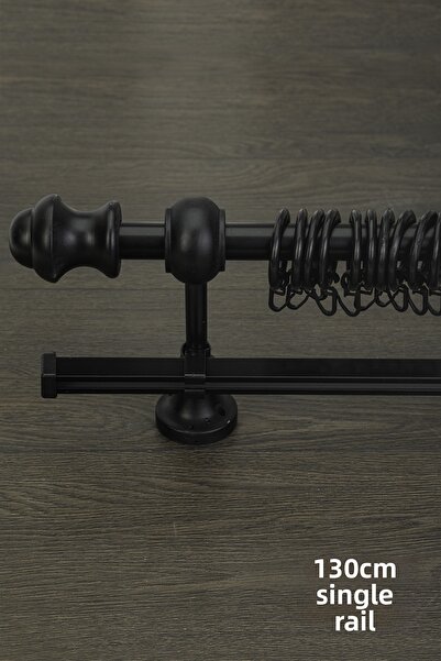 wenthi Suport pentru perdea din lemn negru rustic cu o singură șină Venti 130 Cm