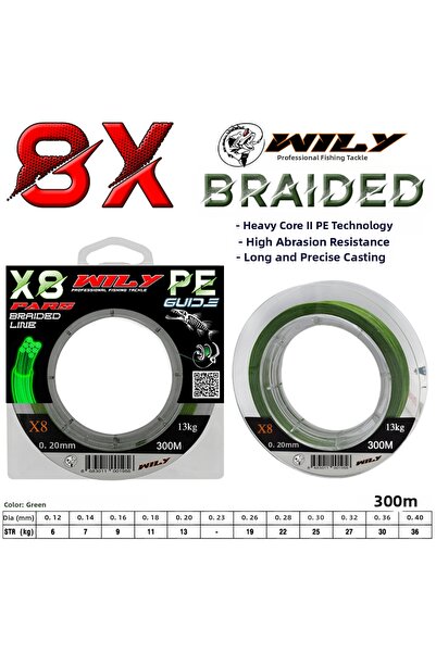 Wily Pars 8 fire fir de pescuit 300 m verde 0,14