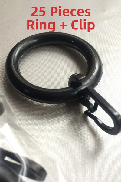 perhal perde ve halı 25 ΤΕΜ Μαύρο ρουστίκ δαχτυλίδι και κλιπ - Ρουστίκ δαχτυλ...