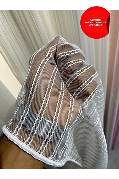 Emes تول، معكرونة مزدوجة من التول المخطط باللون الذهبي، ثنية مغلقة، 1/3، لا ت...