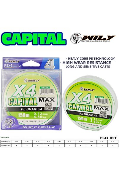 Wily Capital 4 straturi fir de pescuit 150 m verde 0,08