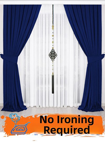 İ.D İpek Dokuma 1. Ποιότητα βαθμού - Ανοιχτό ναυτικό βελούδινο πλισέ κουρτίνα...