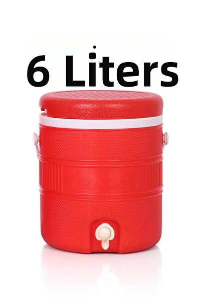 Tiesa Home ترمس ماء بارد بلاستيكي سعة 6 لتر مع صنبور أحمر