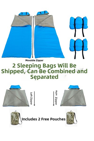 Med Online Double 2-Person Combine and Detachable Sleeping Bag (-25) Micro Wa...