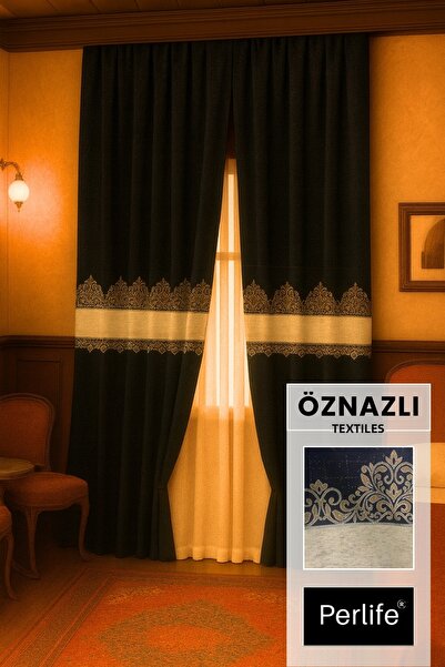 Perlife Gold ® Perdele de fundal cu o singură aripă de 90 cm - plisată - cu c...