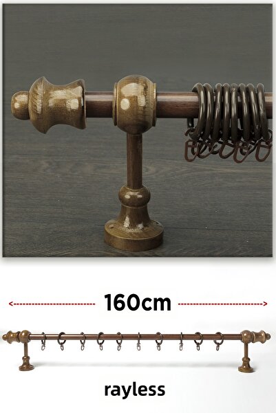 wenthi Suport pentru perdele rustic din lemn de nuc maro închis Venti 160 Cm