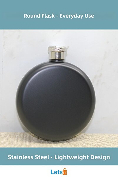 Letsii قارورة ماء سوداء مستديرة مقاومة للتسرب من الفولاذ المقاوم للصدأ المتين