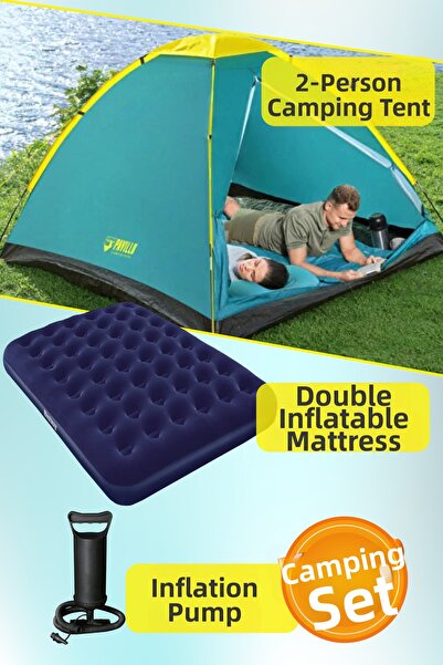Black Island Σετ Σκηνής Κάμπινγκ - Διπλό Φουσκωτό Στρώμα Αντλία