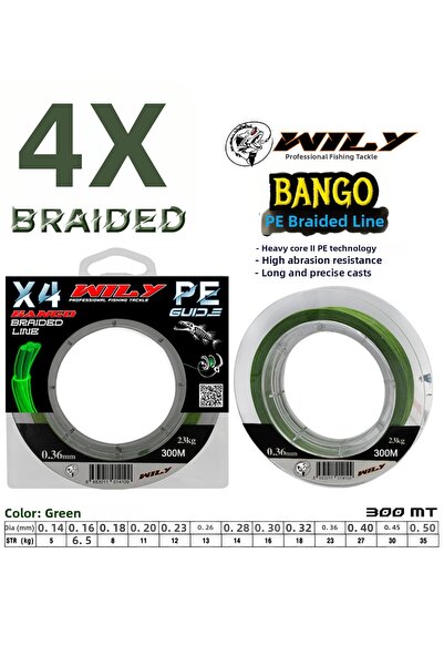 Wily Bango Fir de pescuit 4 straturi 300 m Verde 0.40 - 200 m