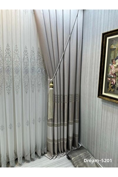 NİVEMESHOME Nivemeshome Rüya - Taş V-5201, 1/3 Κουρτίνα με πλισέ φόντο, APM