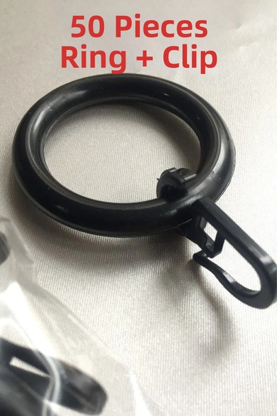 perhal perde ve halı 50 τμχ Μαύρο ρουστίκ δαχτυλίδι και κλικ για κουρτίνα - Ρ...