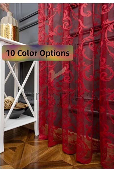 farbateks الكلاسيكية شال نمط بورجوندي اللون نمط تصميم 2 طبقة مطوي تول الستار