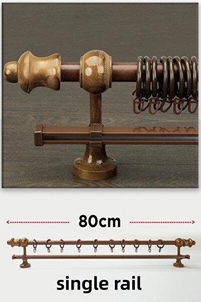 wenthi Suport pentru perdele rustic din lemn de nuc maro închis Venti 80 Cm