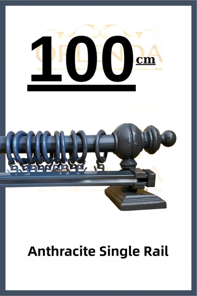 Orlenda Anthracite Single Rail Rustic Curtain Strap 100cm