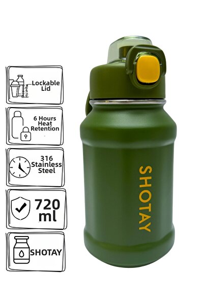 Shotay 720 ml 316 Stainless Steel Sports Thermos with One-Key Opening Lid Lea...