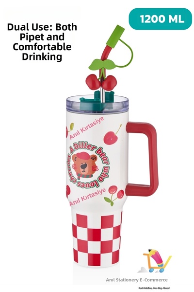 Vagonlife Insulated Coffee Cup with Straw 1200ml up to 12 Hours Hot/Cold Ther...