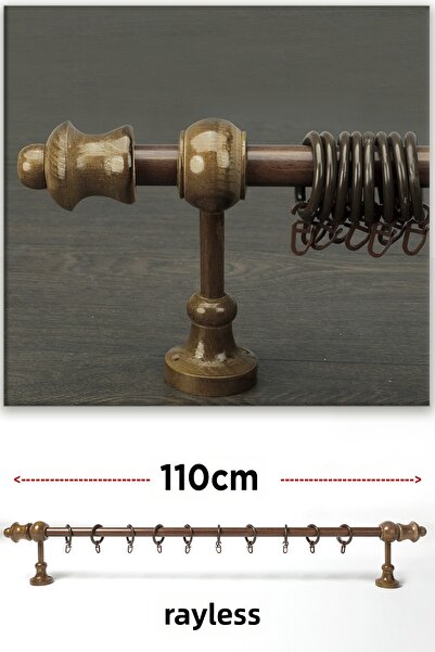 wenthi Suport pentru perdele rustic din lemn de nuc maro închis Venti 110 Cm