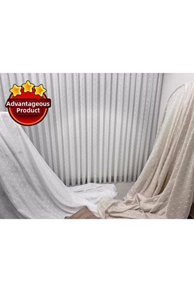 NİVEMESHOME FLORIDA PERDEA TUL PLISAT 1/3, STIL BOHEM, CU POMPON, APM