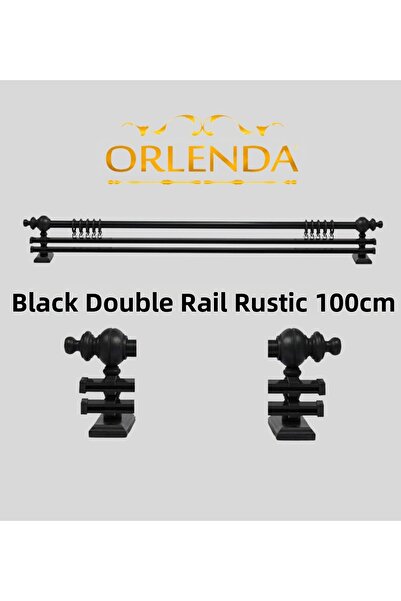 Orlenda Дървена алуминиева тръба за завеси в рустик стил, двойна релса, 100 см