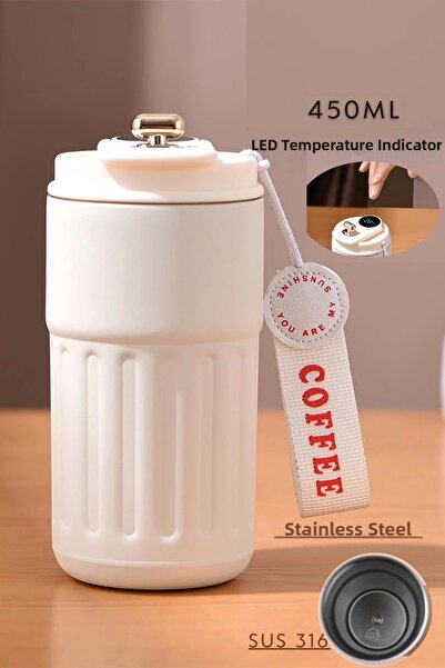 casno ترمس من الفولاذ المقاوم للصدأ 316 مع شاشة رقمية ترمس قهوة كوب ترمس 450 مل