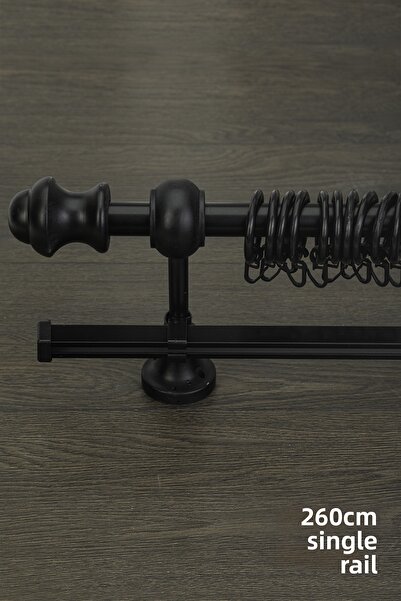 wenthi Suport pentru perdele din lemn negru rustic cu o singură șină Venti 26...