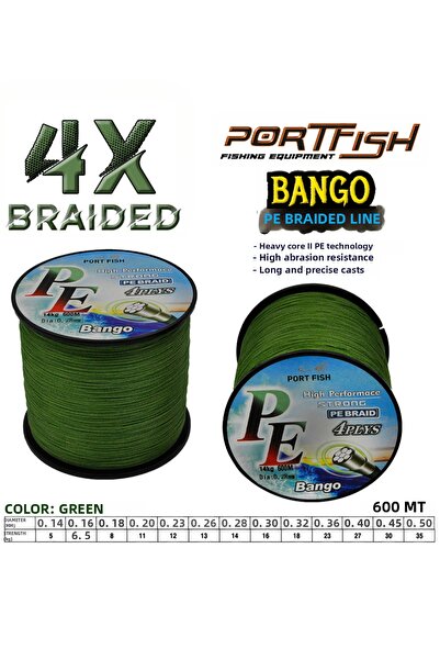 Port Fish Portfish Bango 4 Layers Line Fishing Line 600 Mt Green 0,45