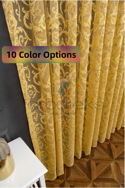 farbateks Model clasic de șal, culoare galben închis, design cu model, perdea...