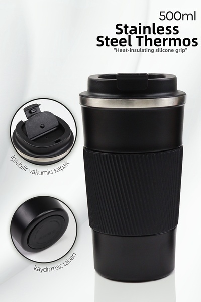 İkon store 500 Ml Steel Thermos with Silicone Ring