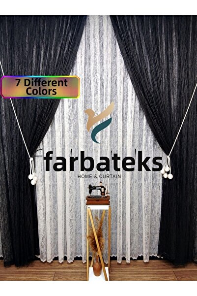 farbateks Gray Anthracite Smoked Glass Right/Left Interior Tulle Set Tulle Ba...