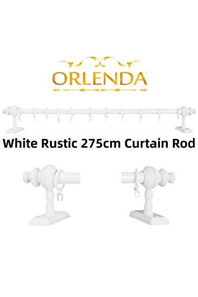 Orlenda Wooden Head Aluminum Pipe Rustic Curtain Hanger Without Rails 275 Cm