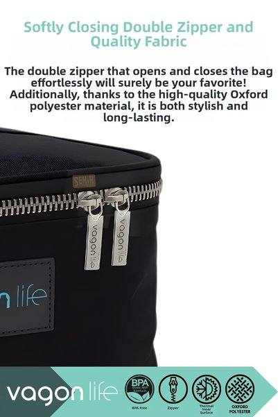 Vagonlife Thermal Insulated 22X15.5X16.5Cm Size and Oxford Fabric Pocket Thermos Lunch Bag-Lunchbox Bag