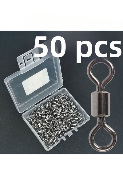 facifa 50 أو 100 قطعة من محمل برميل الصيد دوارة دوّارة مع صندوق حلقة صلبة موص...