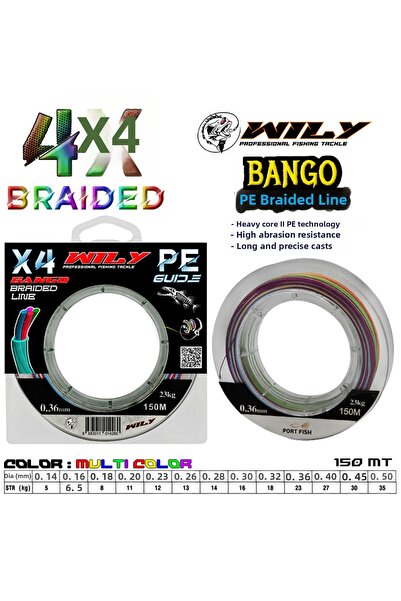 Wily Bango 4 Layer Rope Fishing Line 150 Mt Ebruli 0,45