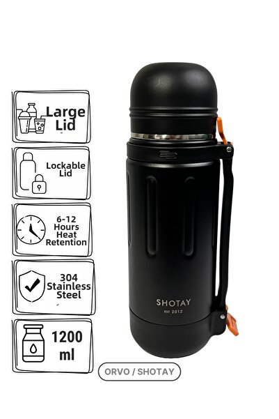 Shotay ترمس من الفولاذ المقاوم للصدأ 304 سعة 1.2 لتر - طبقة مزدوجة مفرغة، يحا...
